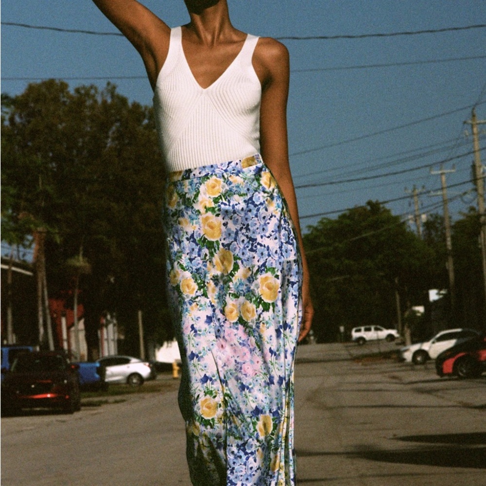 Zara Satin effect skirt floral